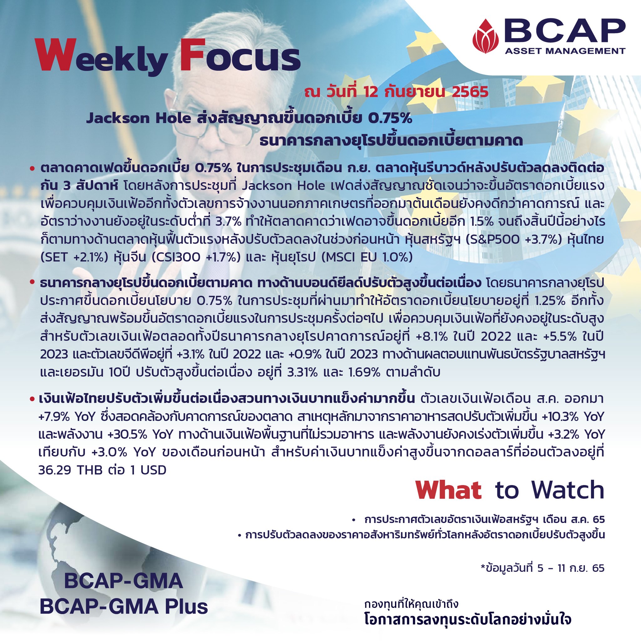 BCAP Asset - Weekly Focus 12 – 18 ก.ย. 65 📢 Jackson Hole...