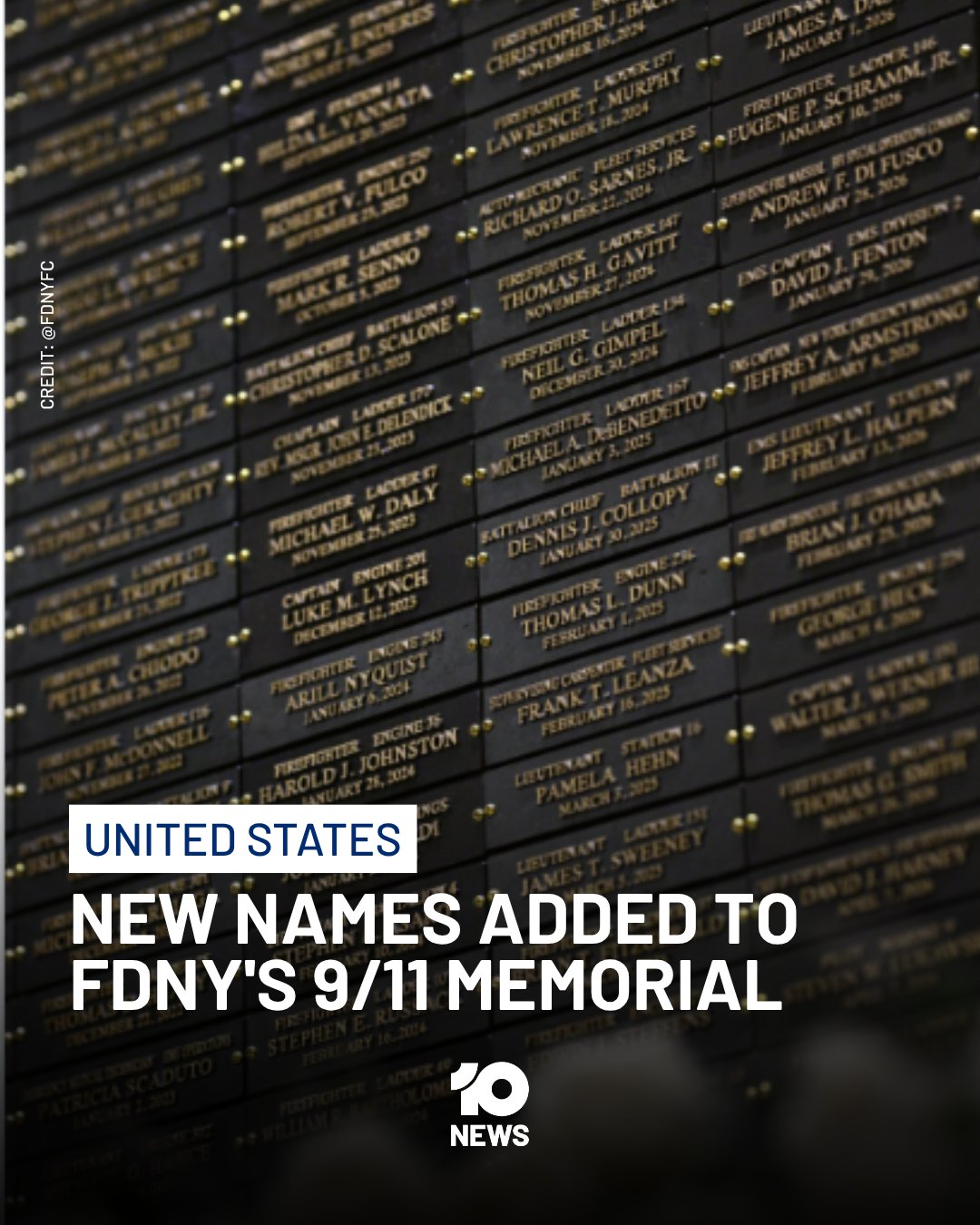 The FDNY added 36 names to the World Trade Center Memorial Wall on