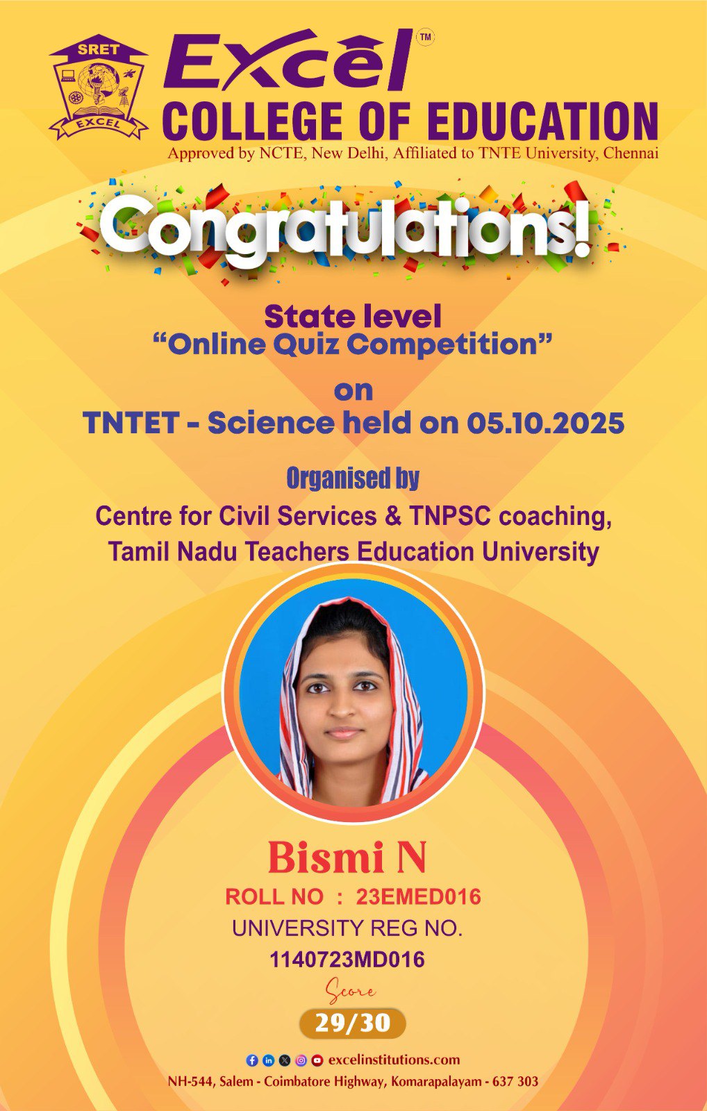 Excel - Congratulations to our bright achievers! We are proud to ...