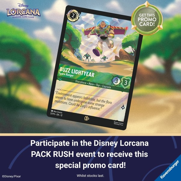 Get Buzz Lightyear Disney Lorcana promo card with pack purchase