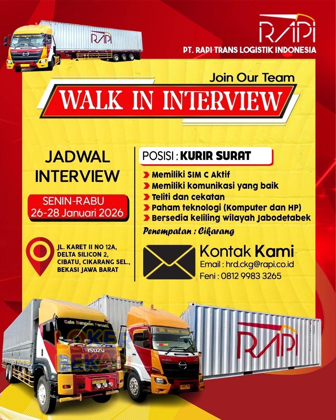 WALK IN INTERVIEW PT. RAPI TRANS... - Loker Jabodetabek | Facebook