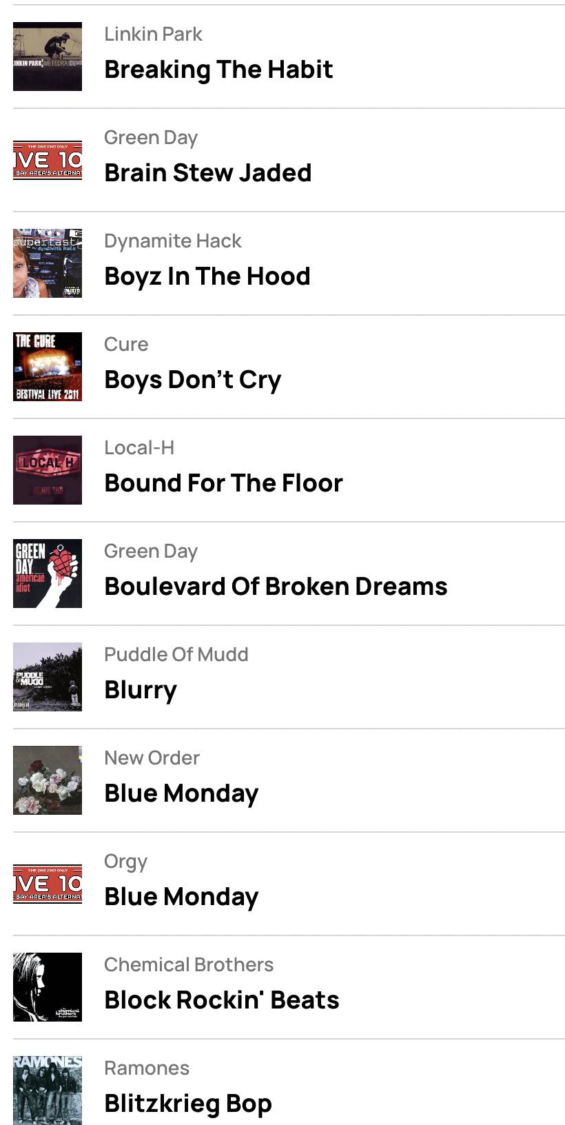 Live 105's Labor Day to Z weekend playlist