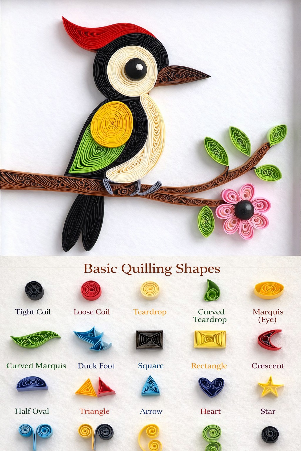 Quilling - Basic Quilling Shapes- Bird Quilling #quilling #craft # ...