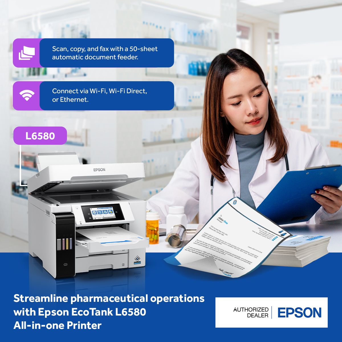 Computer - Epson EcoTank L6580 A4 Colour Wi-Fi Duplex All-in-One Ink ...