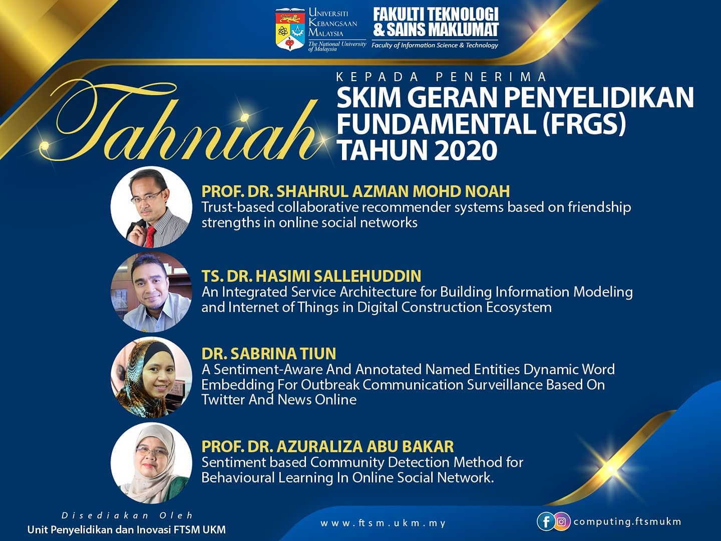 Tahniah kepada semua penerima SKIM... - Computing at FTSM UKM