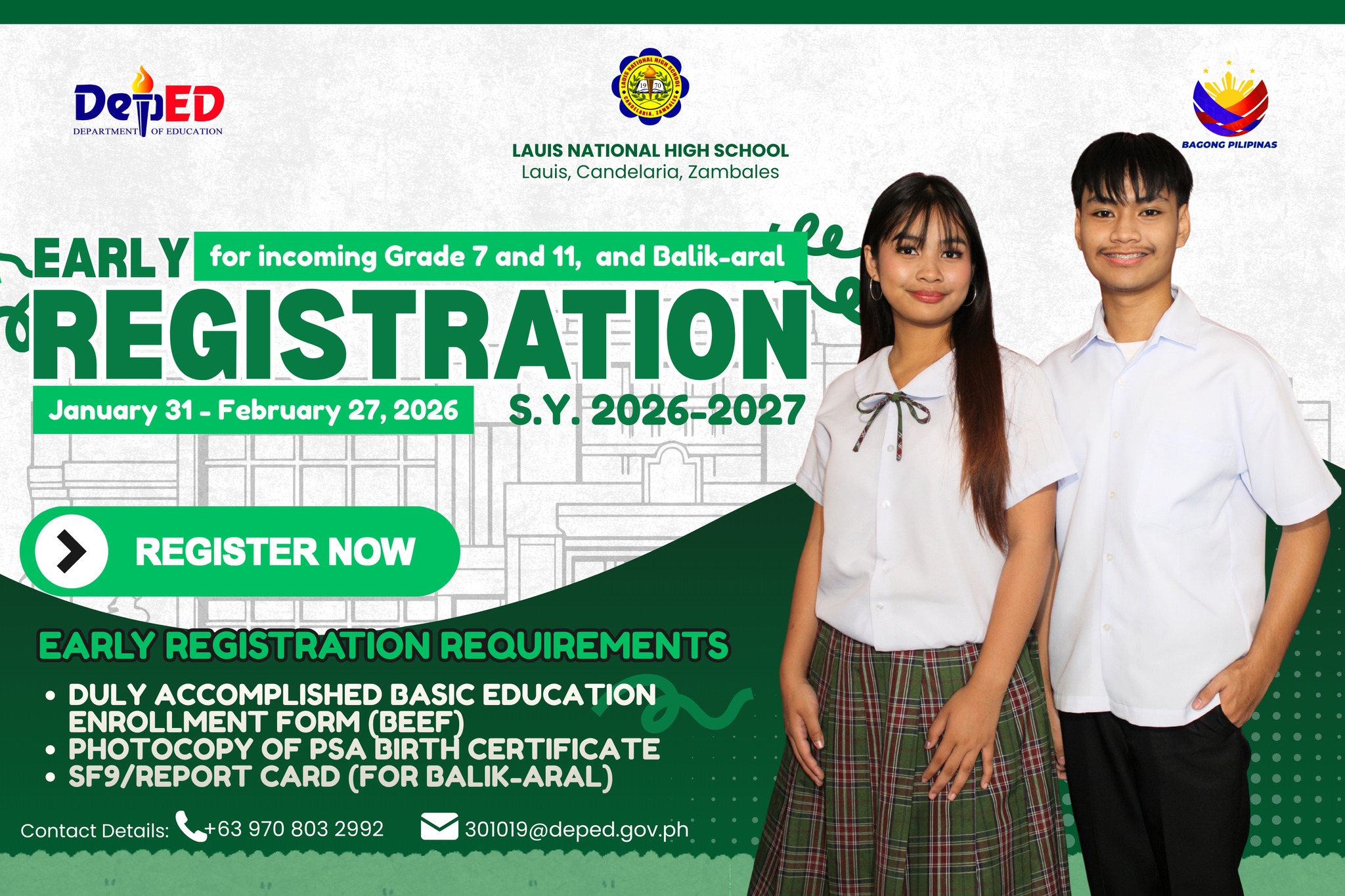 Lauis - 📢 EARLY REGISTRATION FOR School Year 2026–2027 Incoming Grade 7 ...