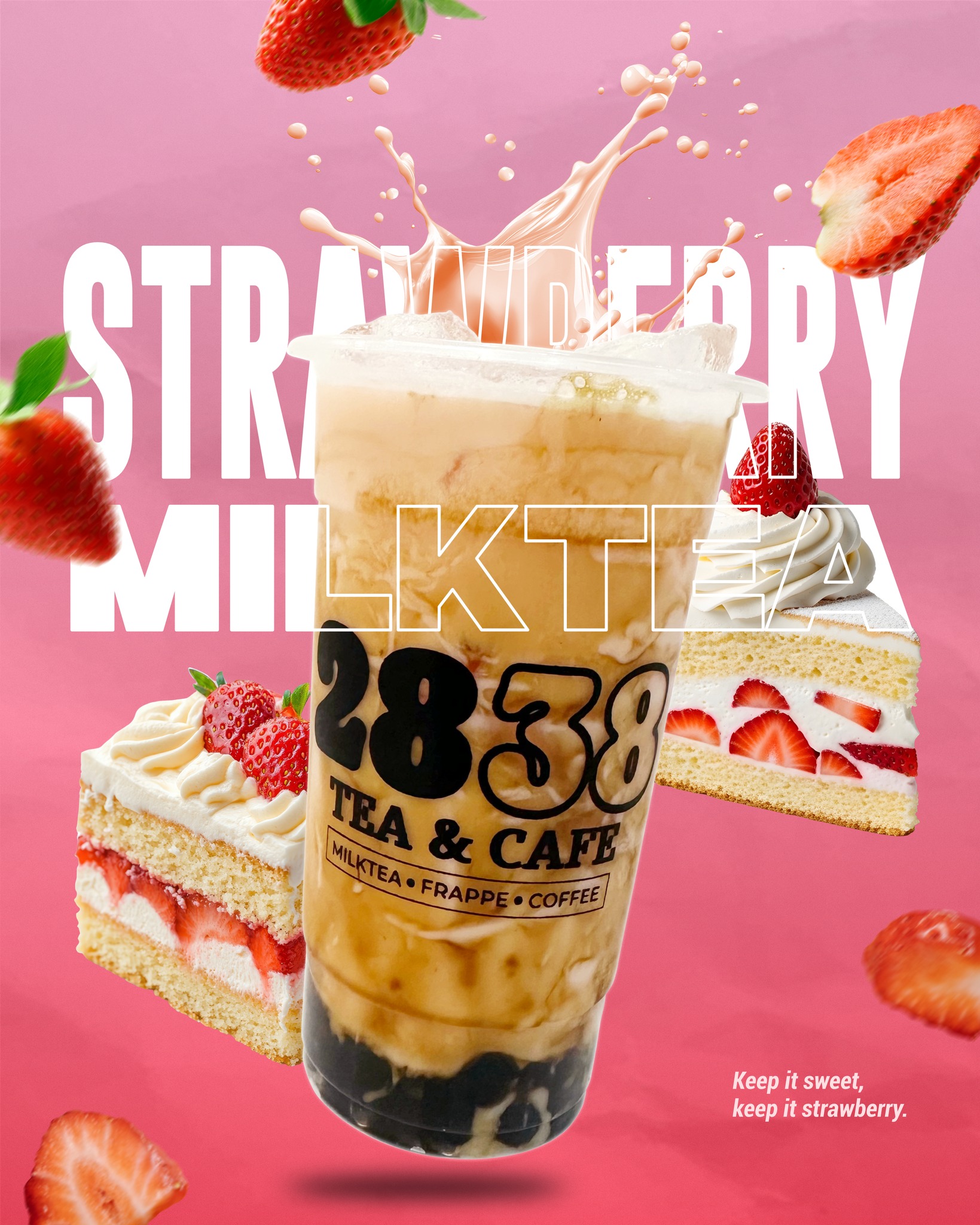 🍓 Sip into sweetness with our Strawberry Milktea from 2838 Tea
