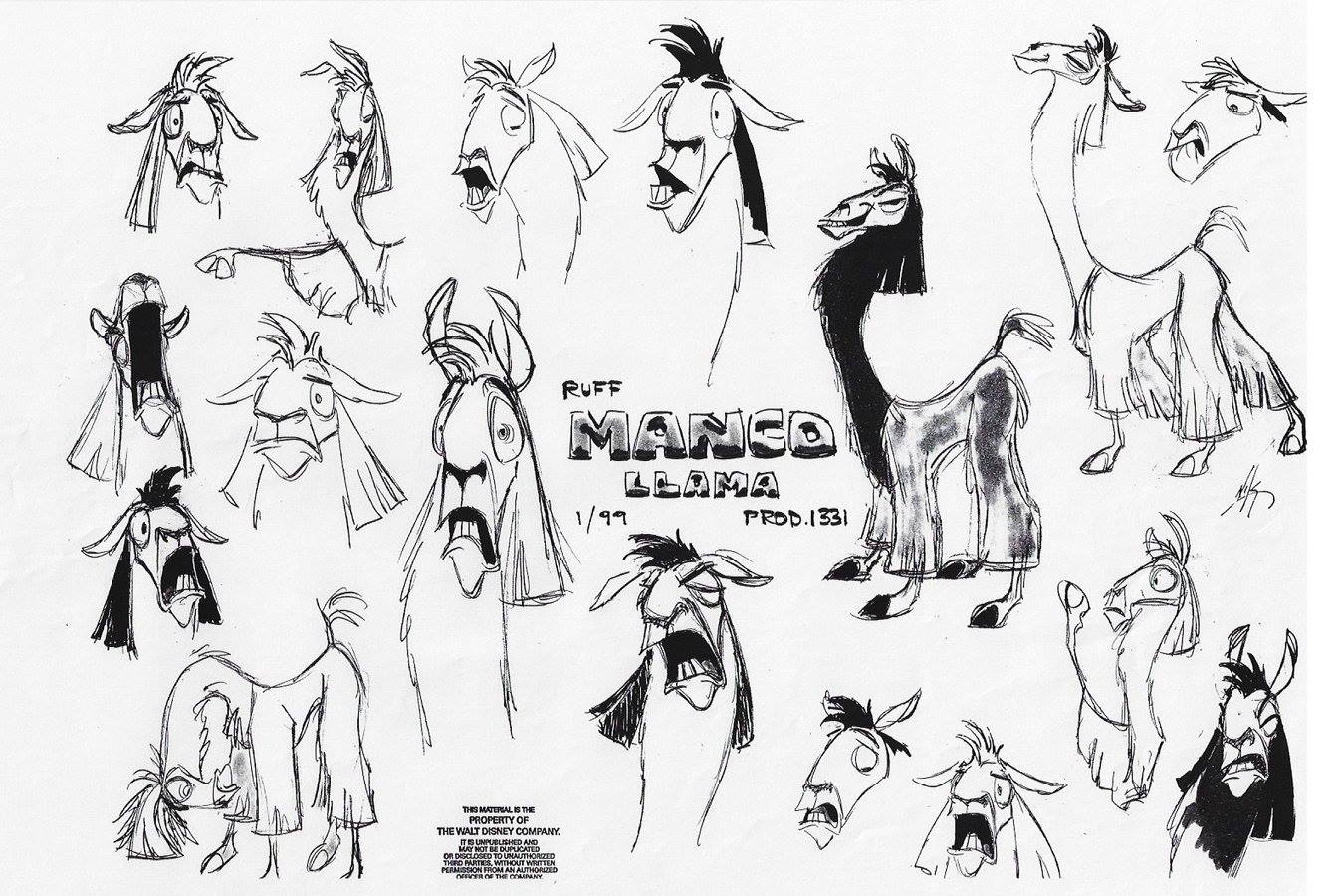 Early rough model sheet of Manco Llama. - Nik Ranieri - Animator | Facebook