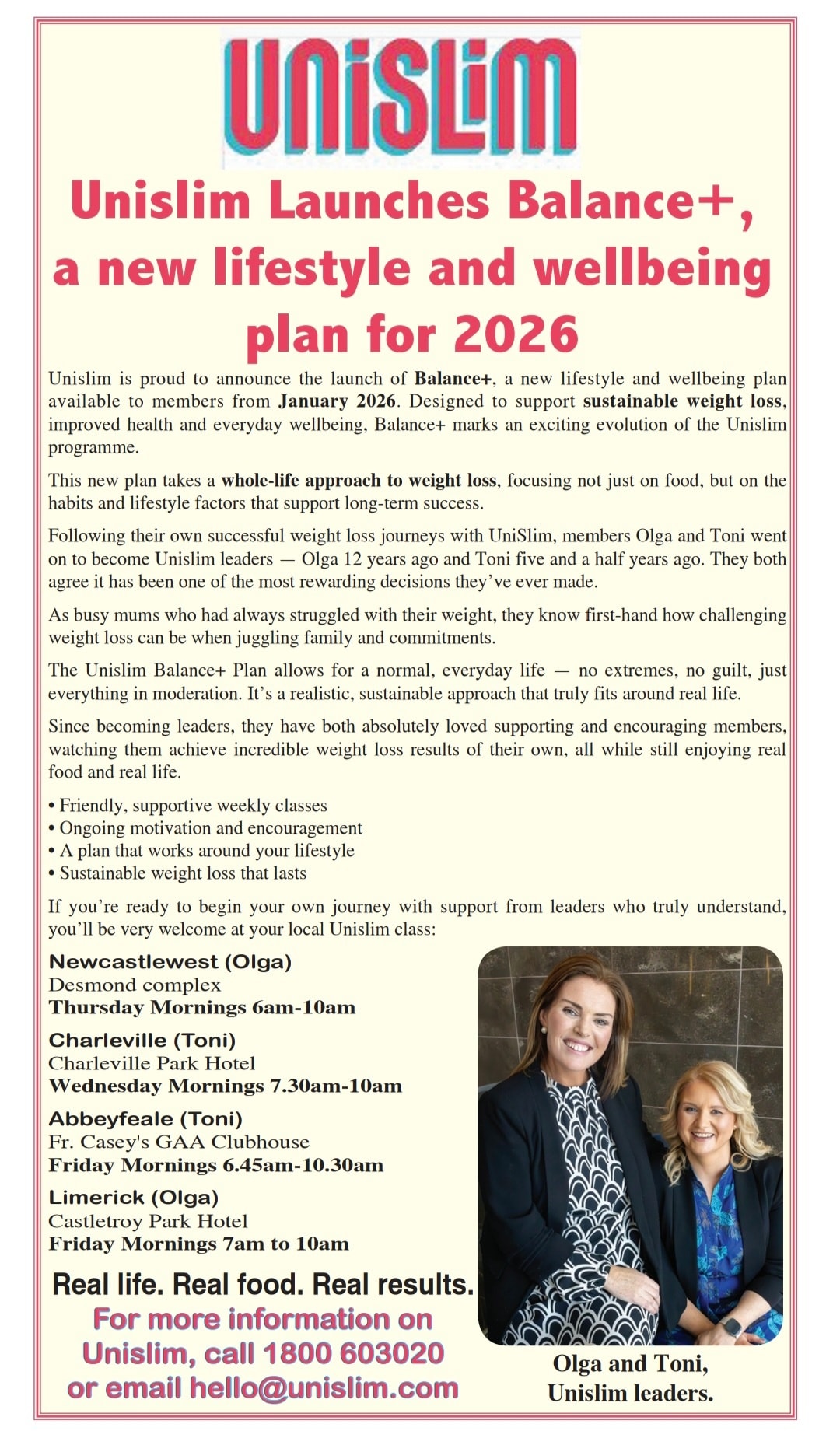 Unislim Limerick Cork... - Unislim Limerick Cork Clare/Olga
