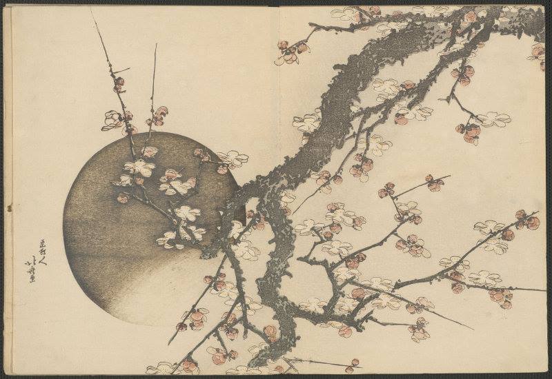春の富士 Plum Blossom and the Moon from the book Mount Fuji in Spring, c