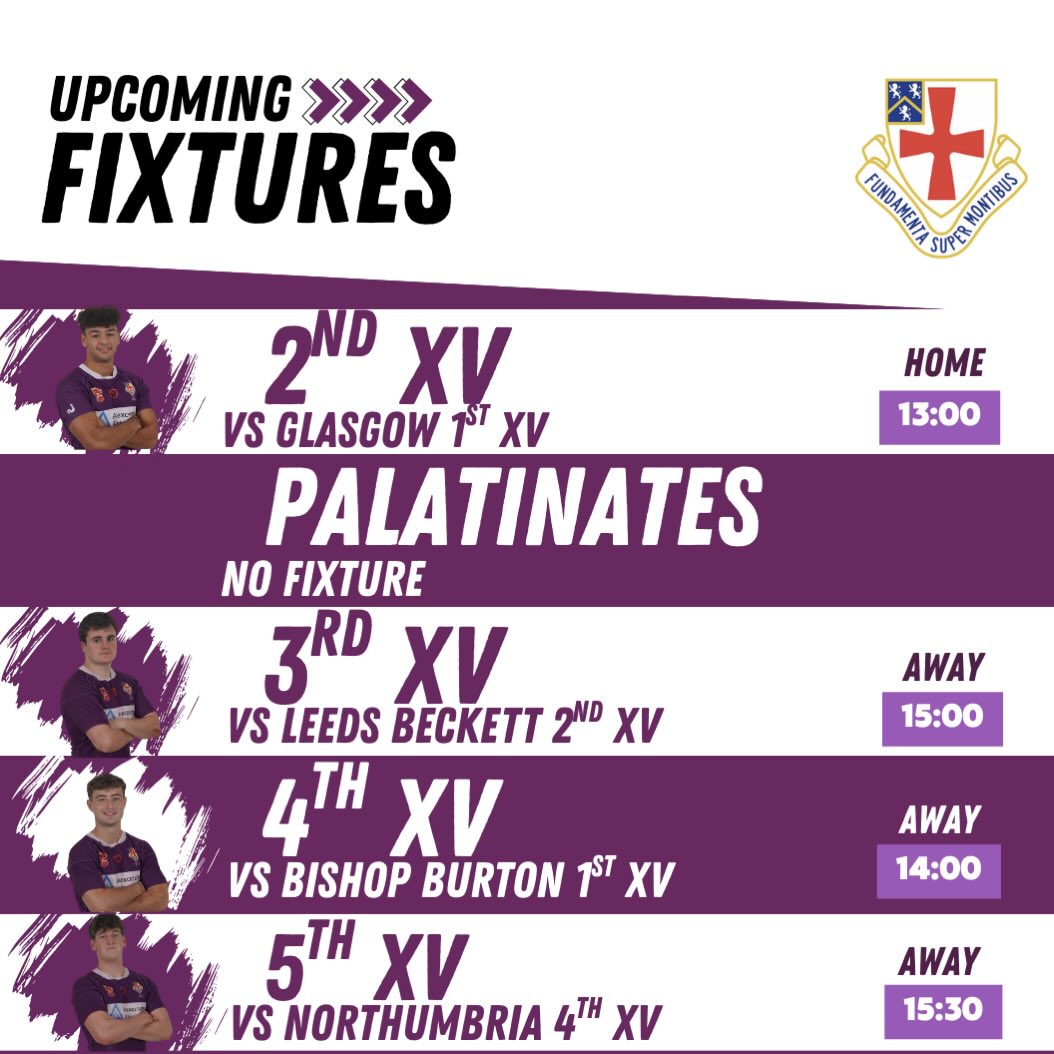 Durham - 🟣These are the other fixtures this week, alongside the 1st XV ...