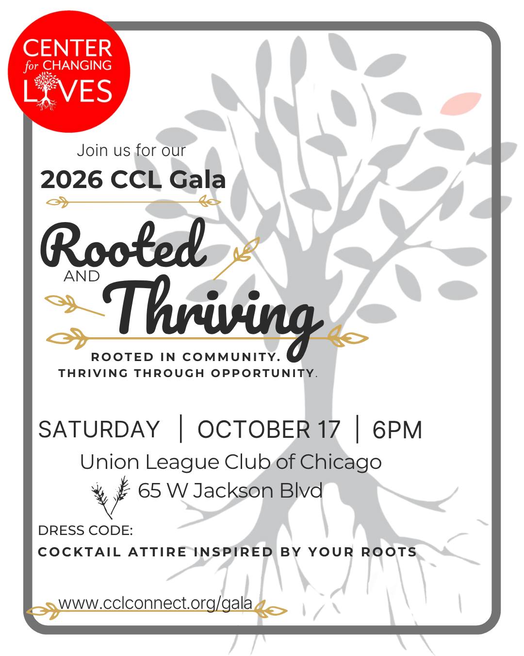 🎉 GALA TICKETS ARE NOW AVAILABLE + THEME DROP! 🎉 Our 2026 Gala theme is officially here: ROOTED & THRIVING 🌱✨ Join us on Saturday, October 17 at 6:00 PM at the