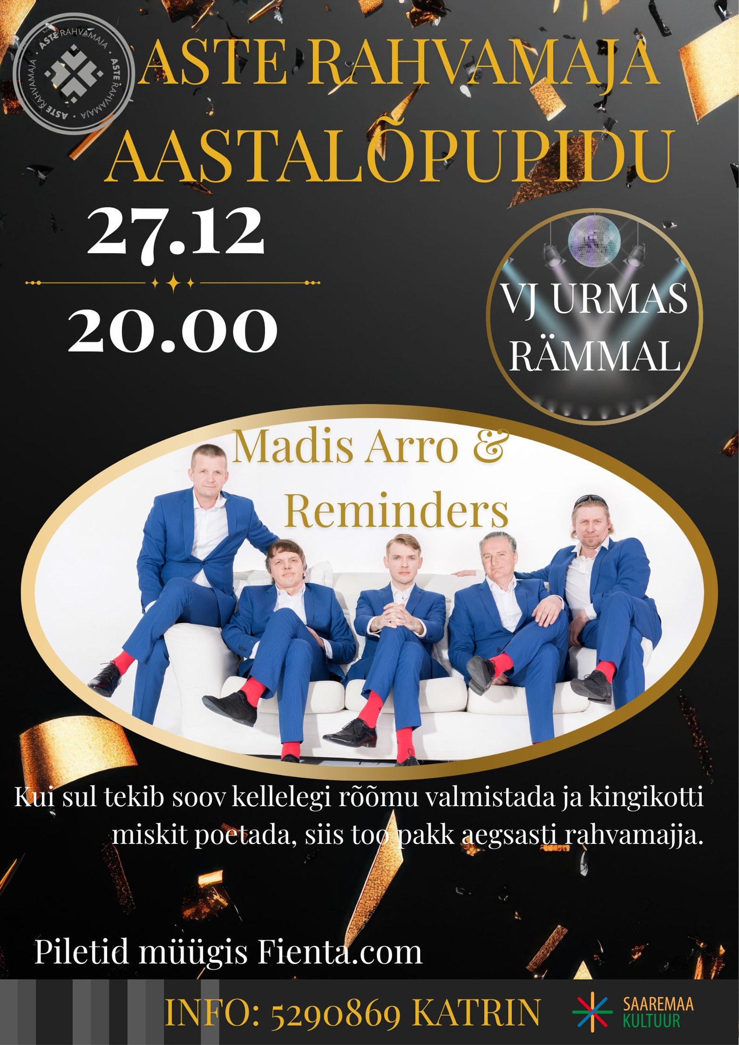 Aste - Aastalõpupidu Aste Rahvamajas 27. detsember kell 20.00 Aasta ...