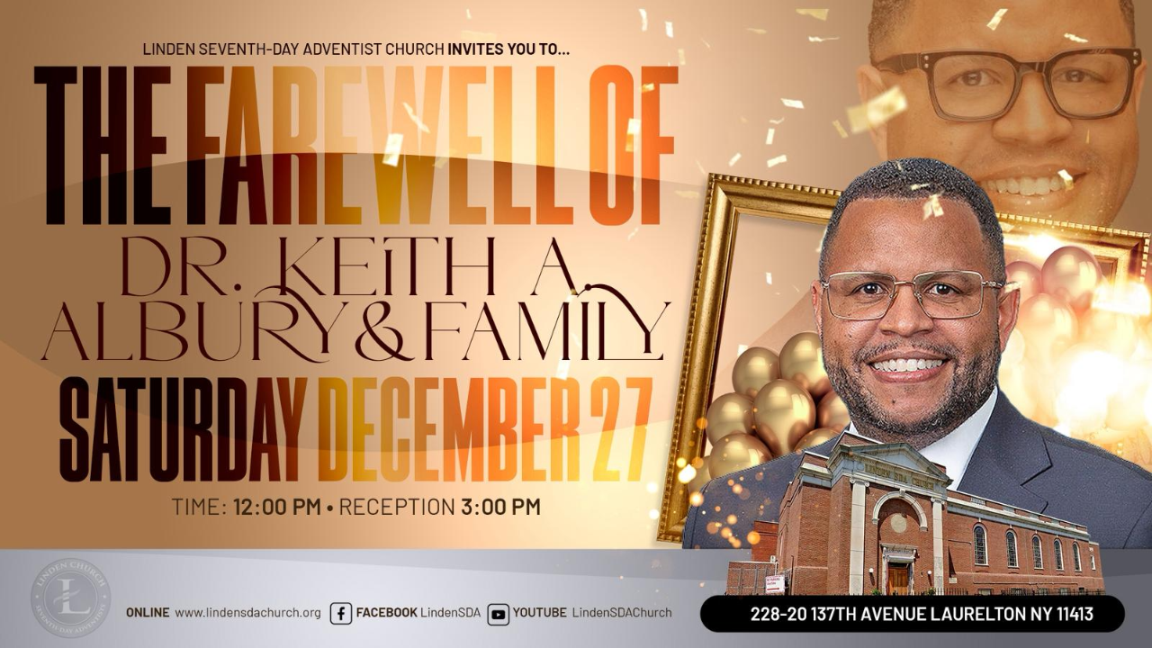 Linden SDA-Farewell to Pastor Keith Albury & Family