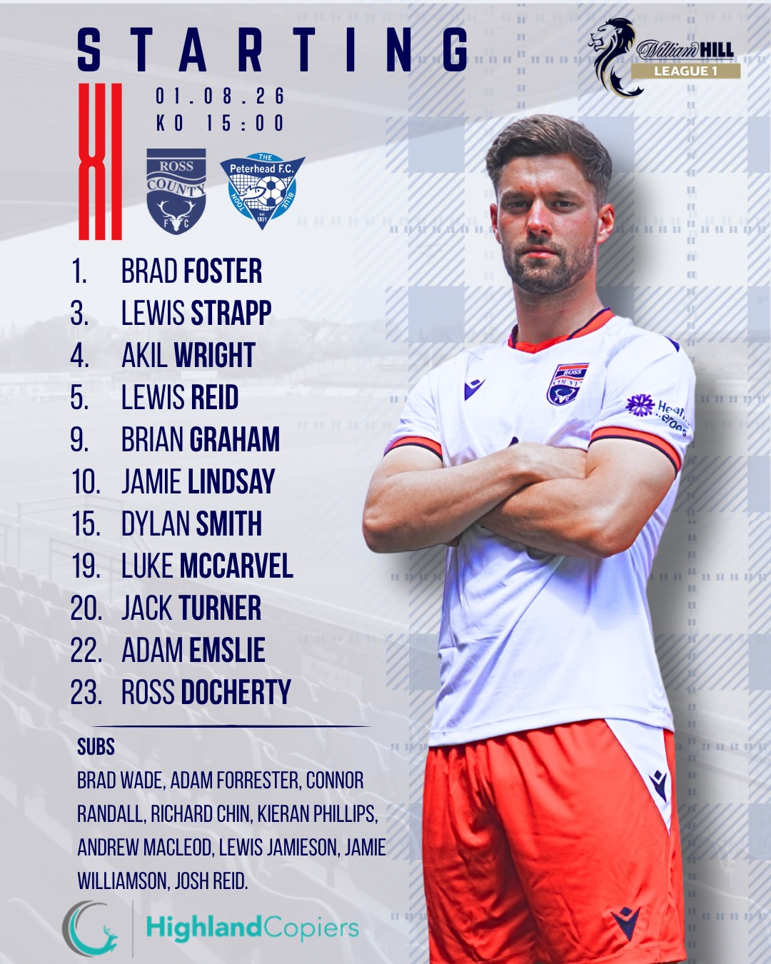 STARTING XI Your #Staggies side to take on Peterhead in our first
