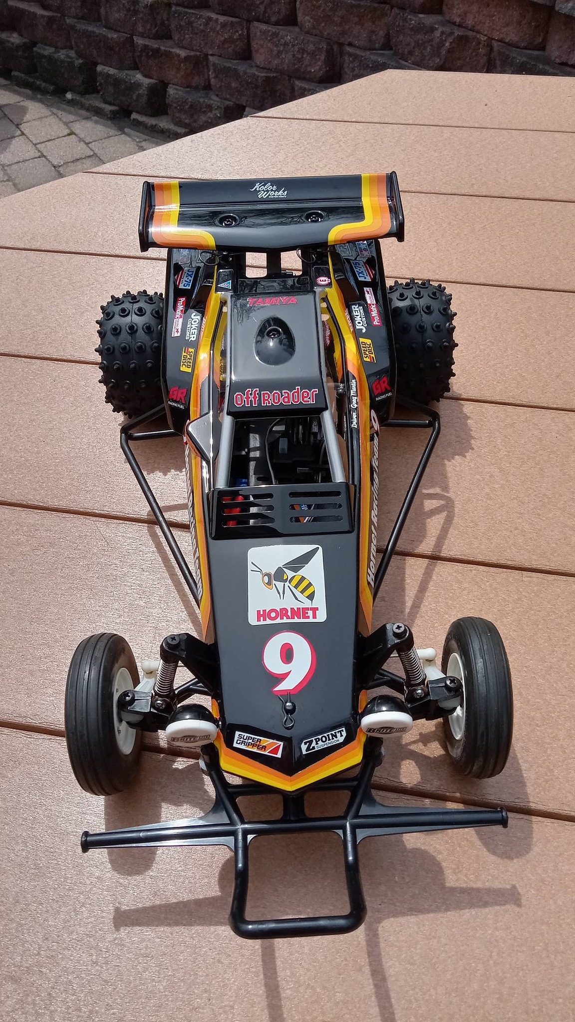 Restored Tamiya Hornet RC car from the 90's