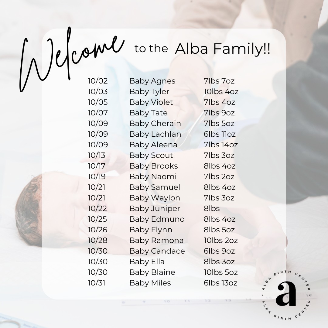 A warm welcome to all of the October... - Alba Birth Center | Facebook