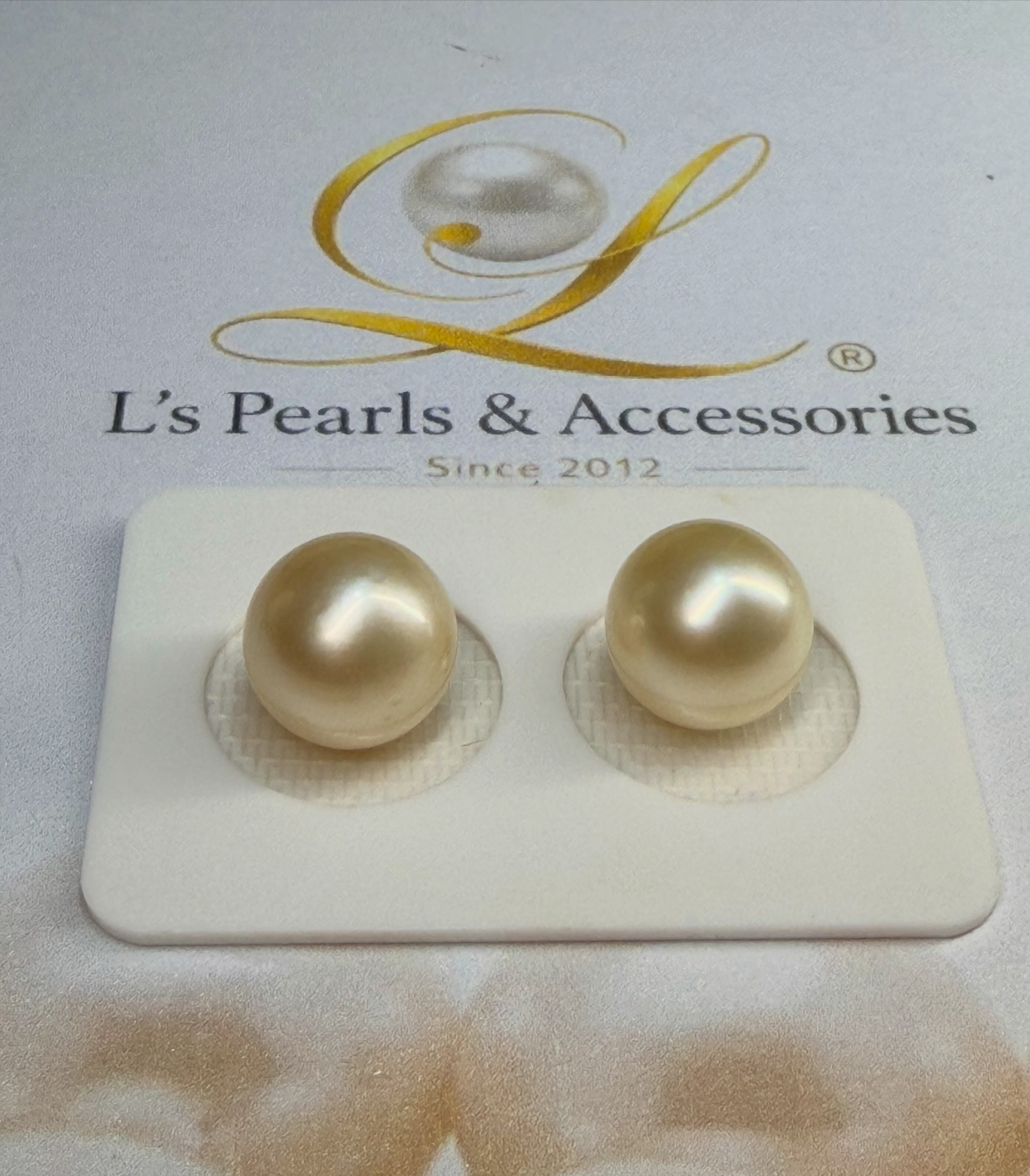 12mm Champagne South Sea Pearls@ ₱15,000/pair Free microplated 