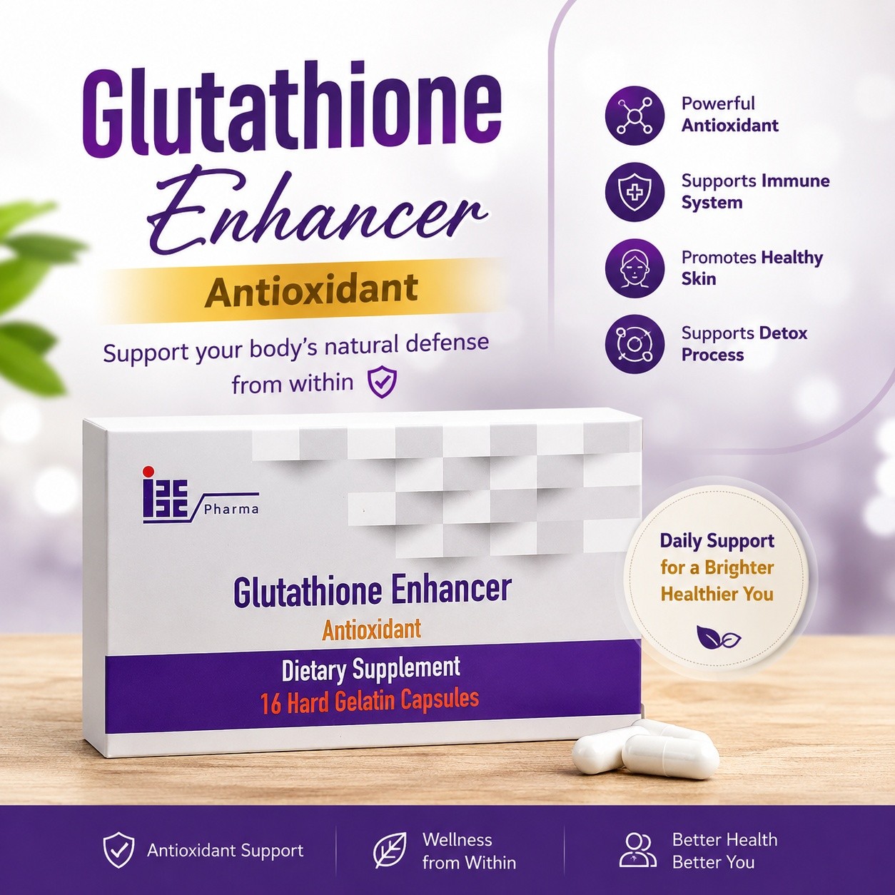 Glutathione Enhancer ✨ اهتمي ببشرتك من الداخل قبل الخارج! ✨ جلوتاثيون من أقوى مضادات الأكسدة ويساعد على: 🤍 دعم نضارة وإشراقة البشرة. 🌿 المساهمة في توحيد لون البشرة مع الاستخدام المنتظم. 🛡️ حماي