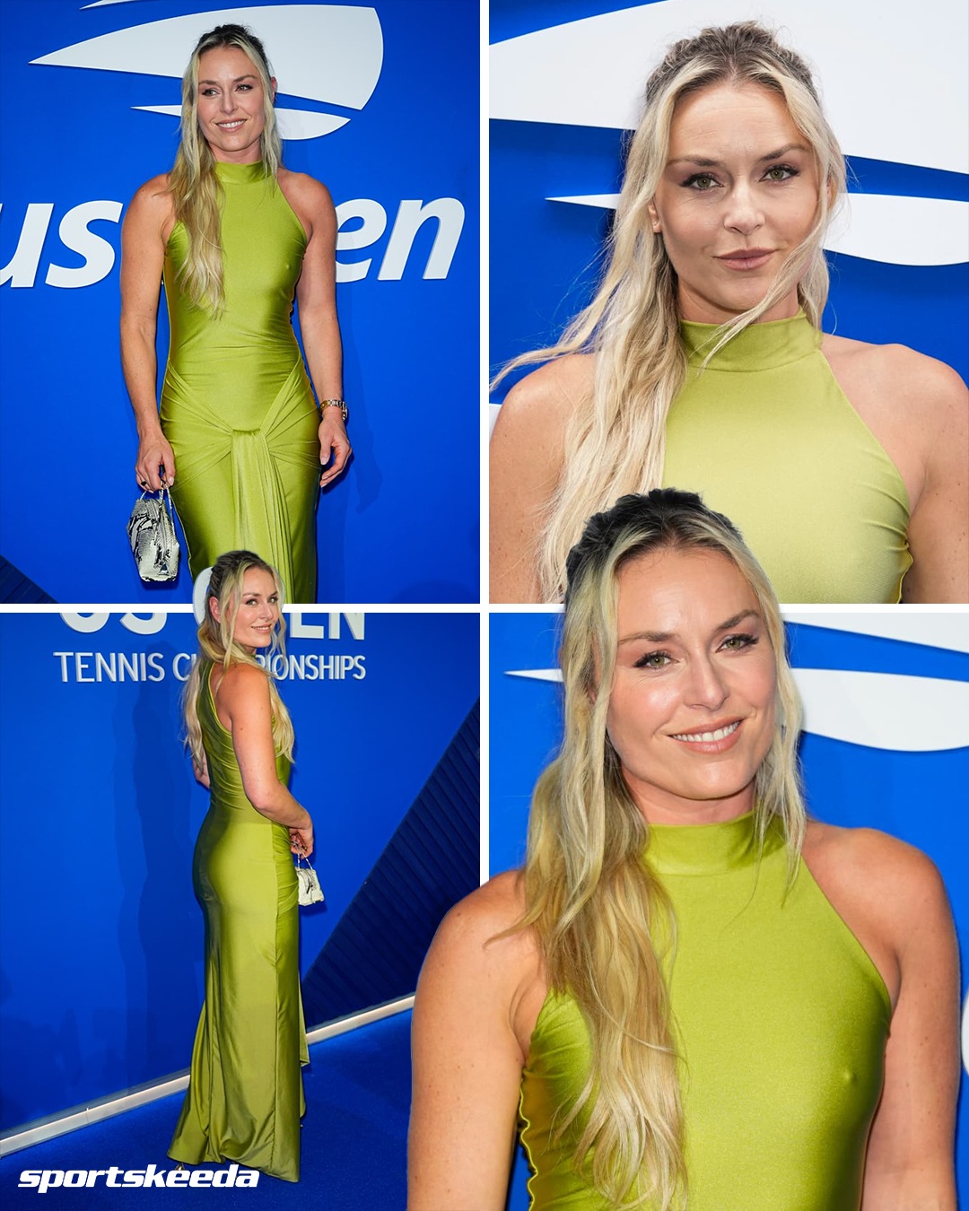 lindsey vonn green dress really served major looks in neon at the US Open ✨🎾 #usa #olympics #tennis #lindseyvonn ssbs