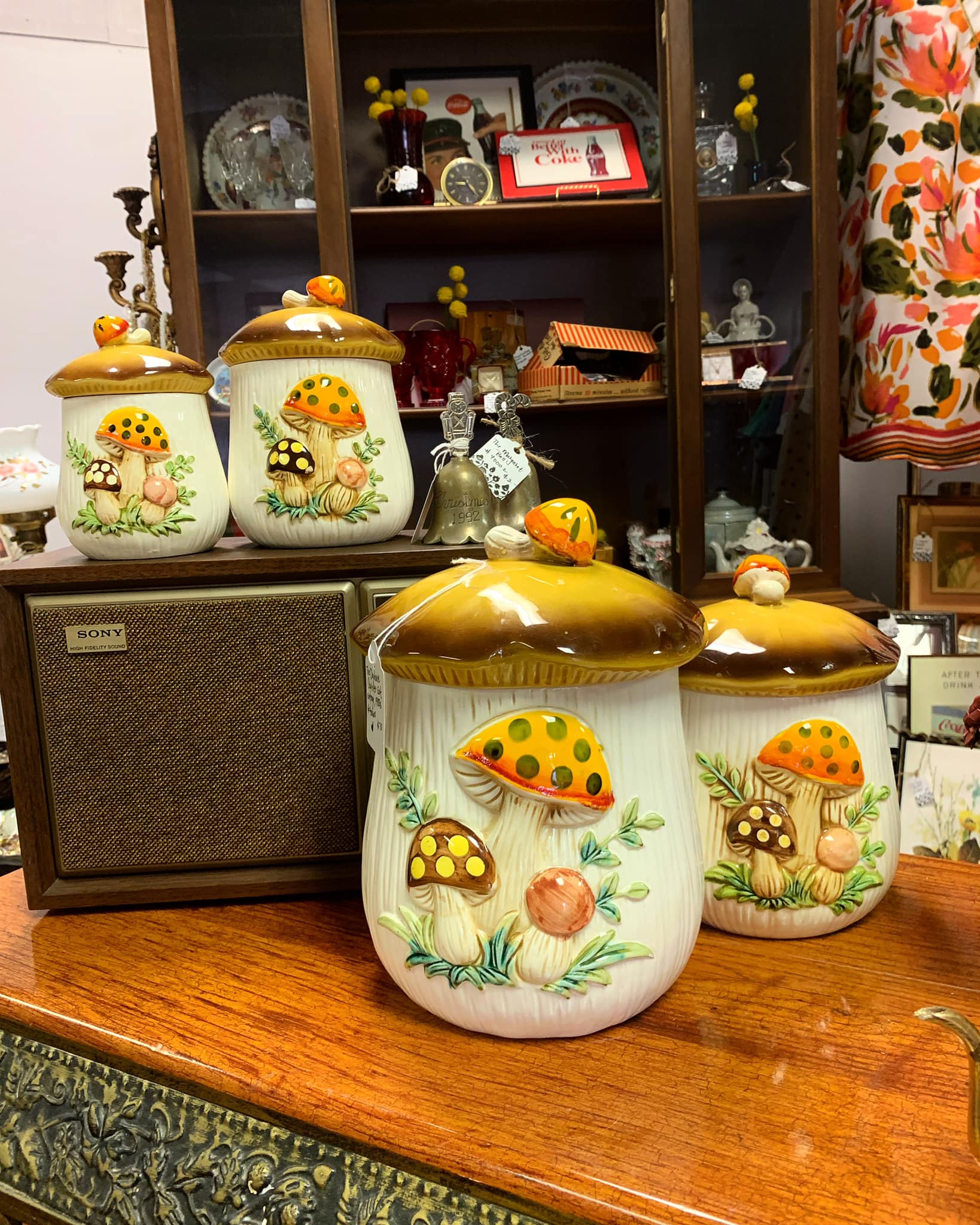 What are these vintage mushroom ceramic canisters?