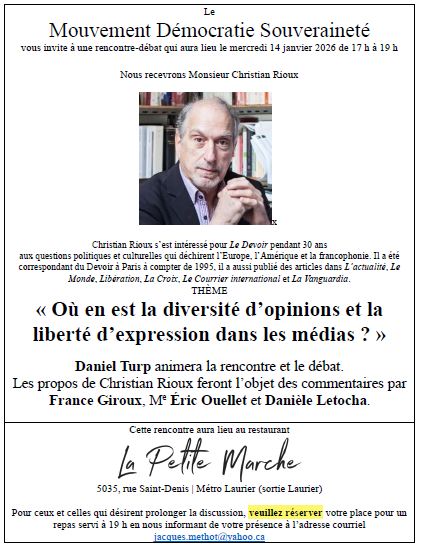 Christian Rioux et où en est la diversité d’opinions et la liberté d ...
