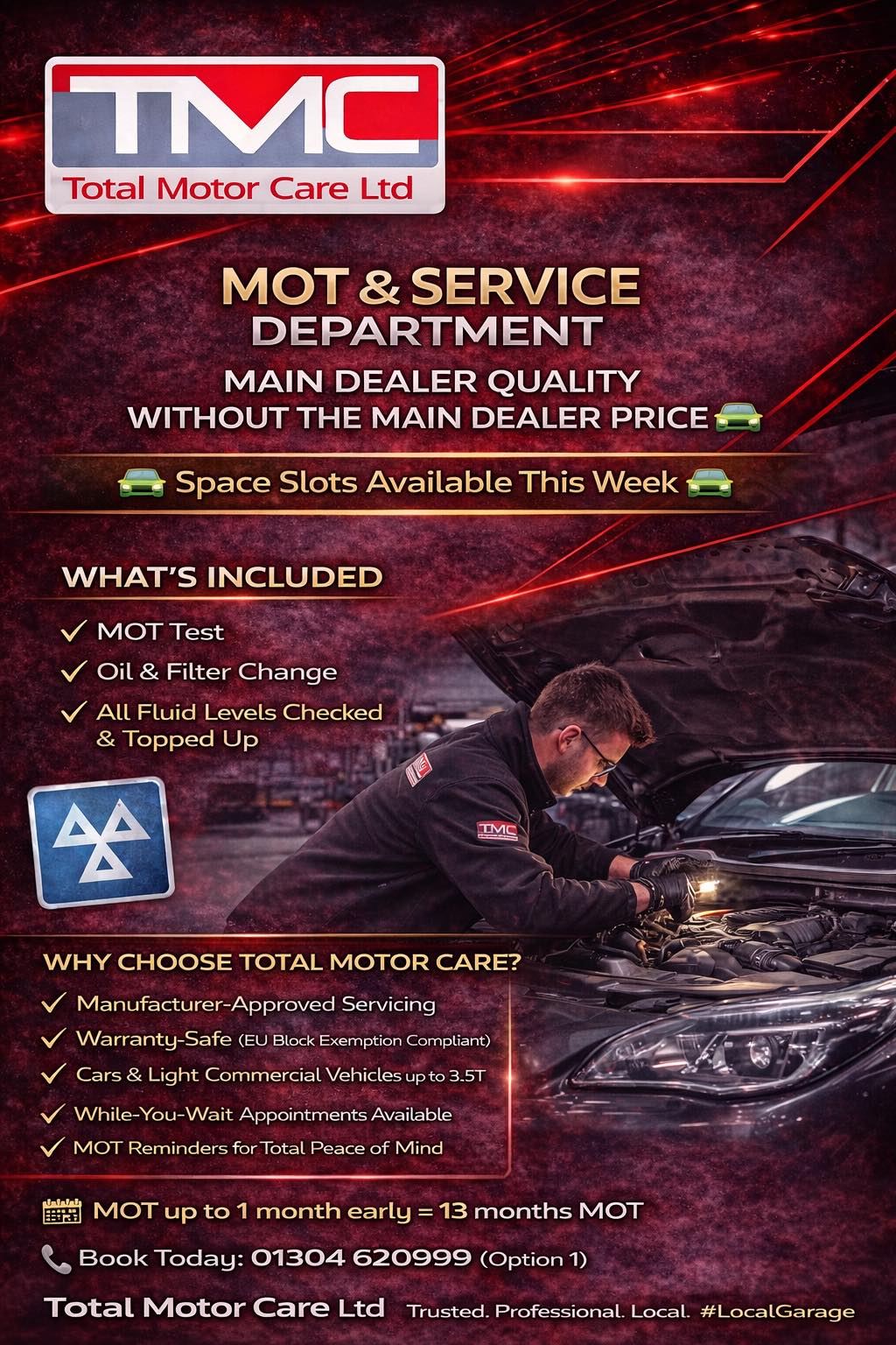 🚘 MOT & Service from just £129.99 🚘 ⭐... - Total Motor Care | Facebook