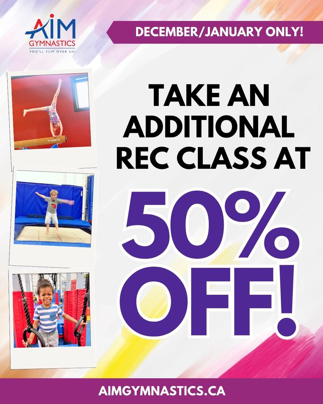 AIM - Take an additional recreational class at 50% off in December 2025 ...