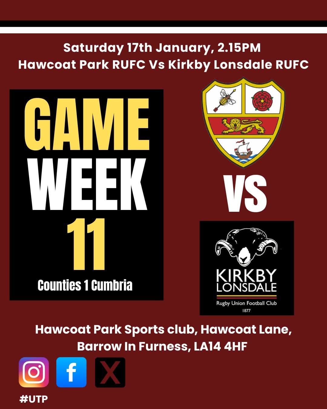 Hawcoat - BIG day at the club tomorrow ! Hawcoat Park RUFC take on ...