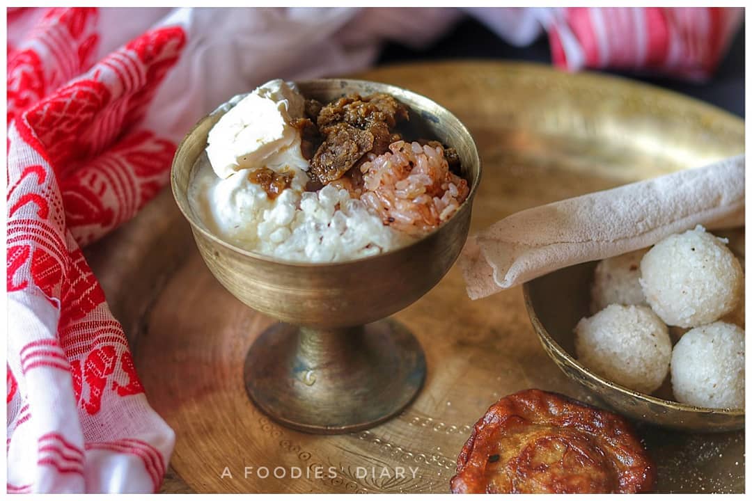 A Foodies' - The special Bhogali Bihu Jolpan . Served in traditional ...
