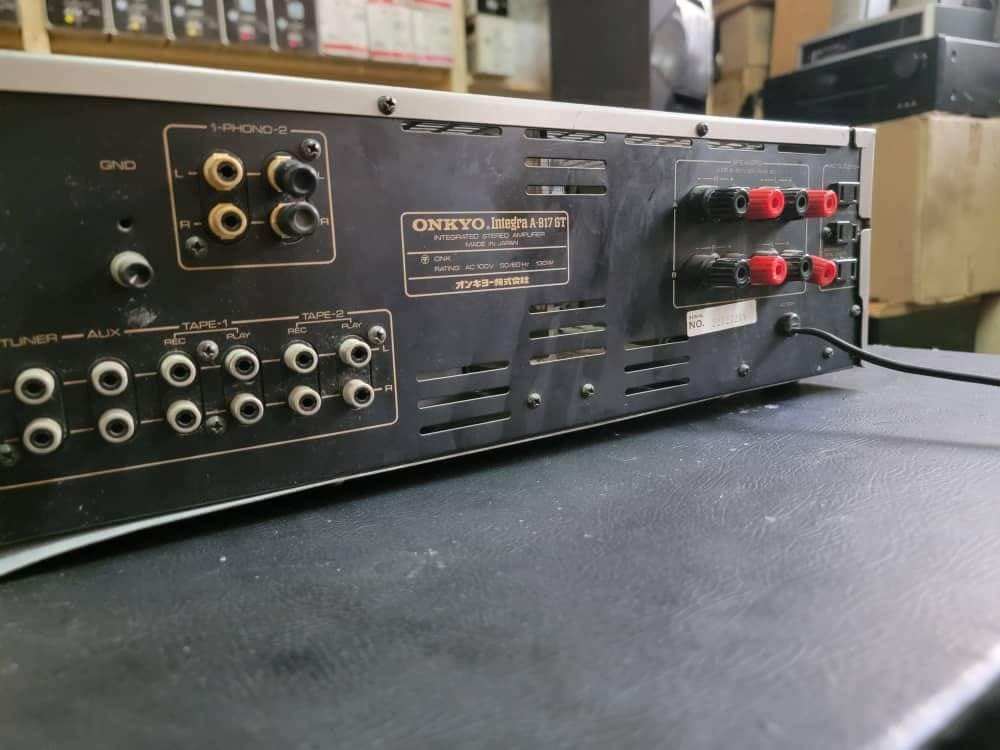 Onkyo integra A-817 gt, powerful machine and good quality sound.