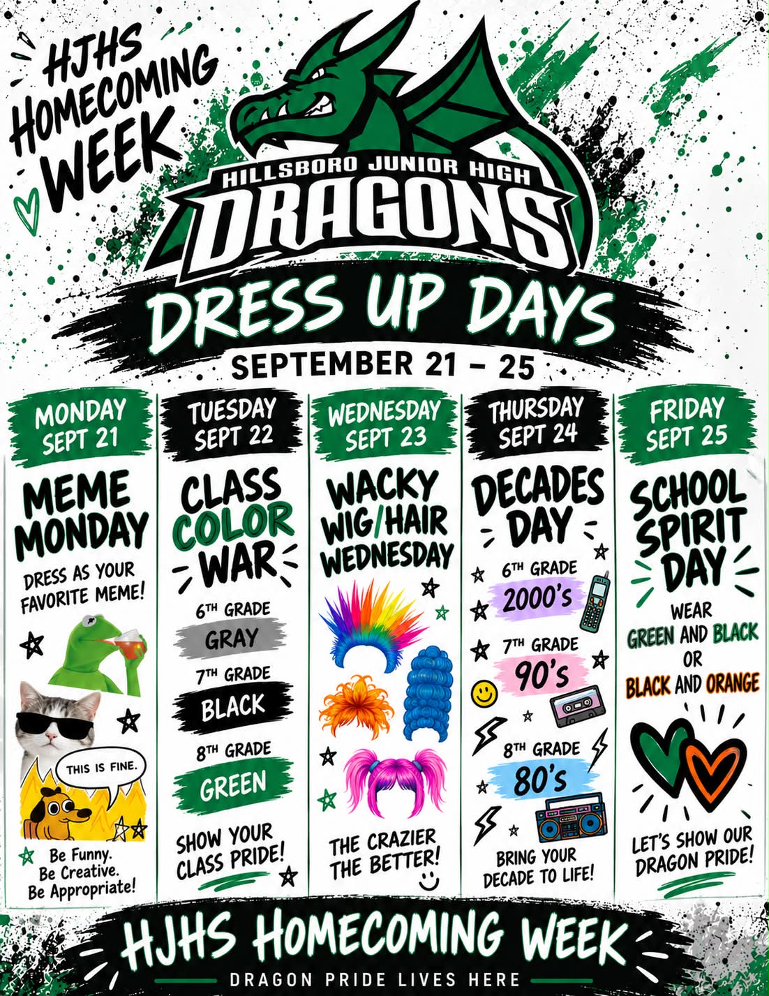 Hillsboro Junior High School homecoming dress-up days 2024