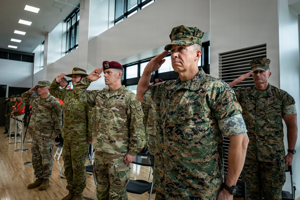 2025年7月18日、米空軍横田基地で在日米軍司令部最先任上級曹長の交代