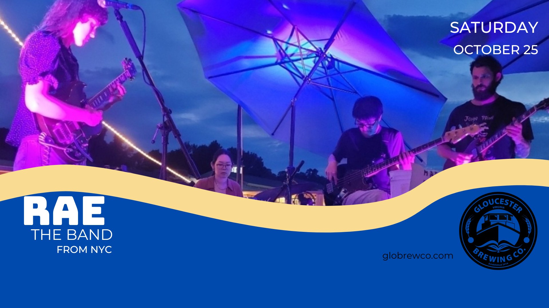 Rae the Band from NYC Returns to Play at Gloucester Brewing Company