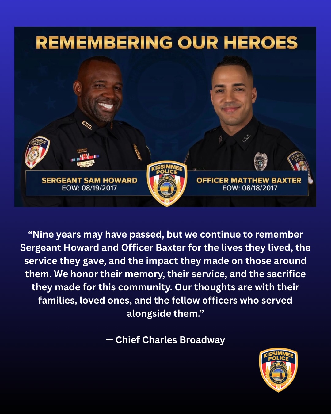On August 18, 2017, Sergeant Richard “Sam” Howard and Officer