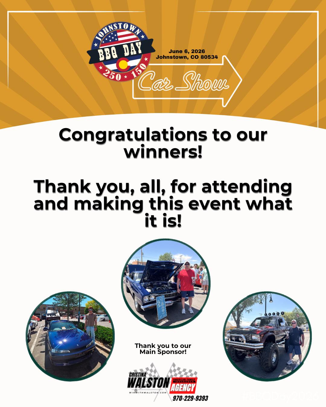 Congratulations to the 3rd Annual Car Show Winners at the 2026