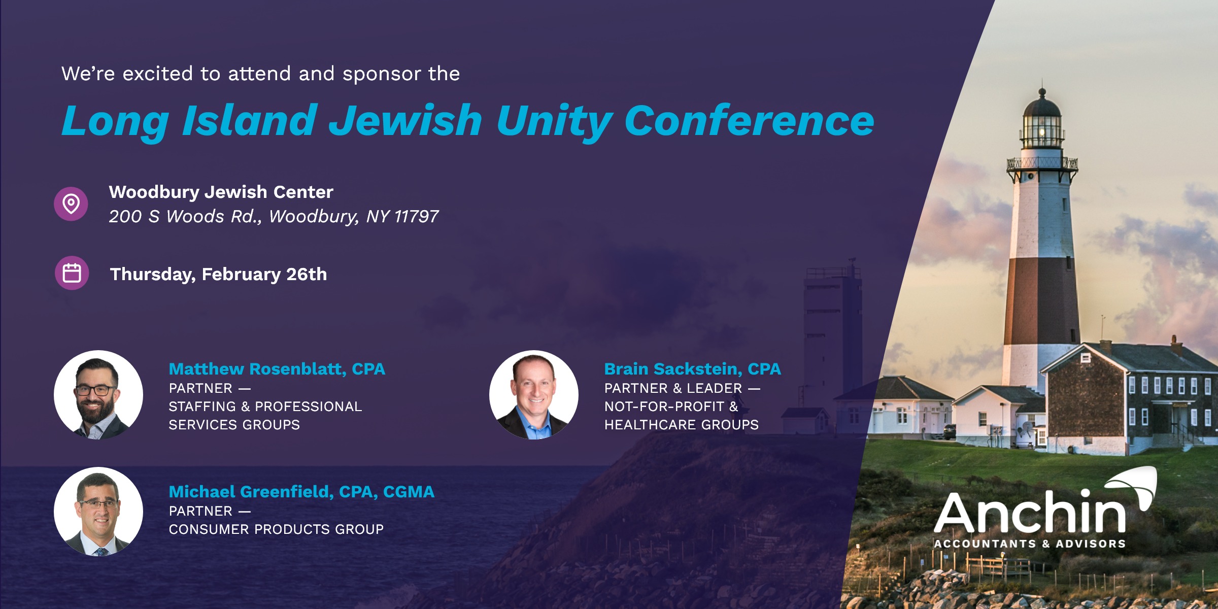 Anchin, - Anchin is proud to sponsor the 2026 Long Island Jewish Unity ...