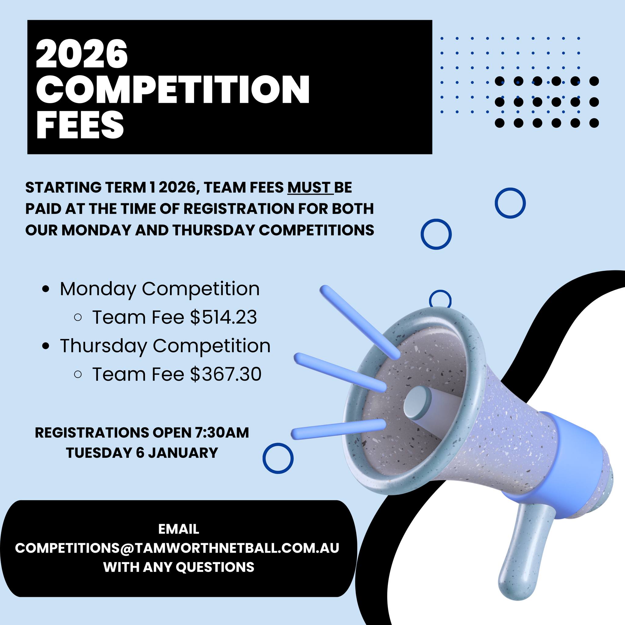 Tamworth - 📣 2026 FEES📣 Starting Term 1 2026, team fees must be paid at ...