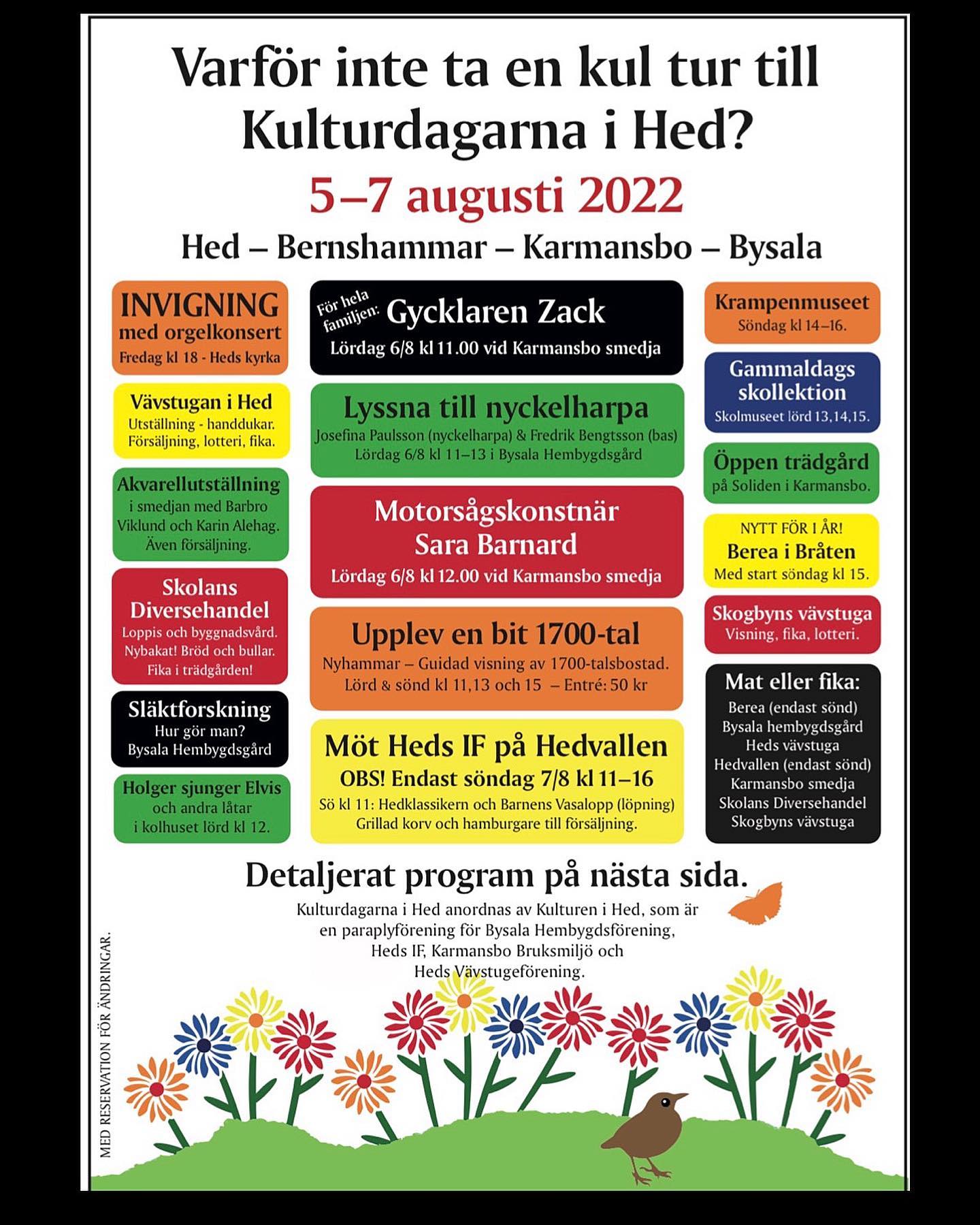 ☀️ Program - Kulturdagarna i Hed -... - Kul och kultur i Hed | Facebook