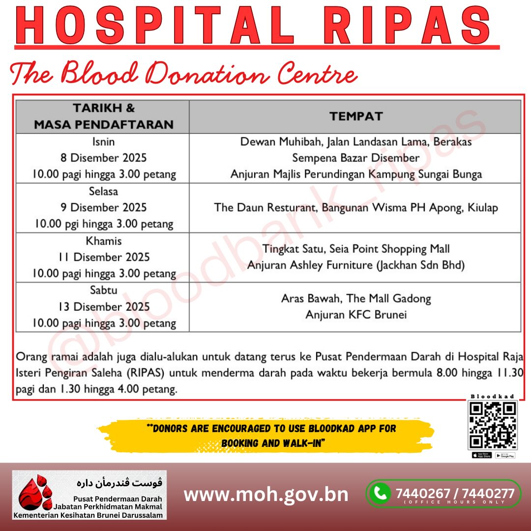 Blood Bank RIPAS - Brunei - Posted @kigs.blood.donation.2021 Hello ...