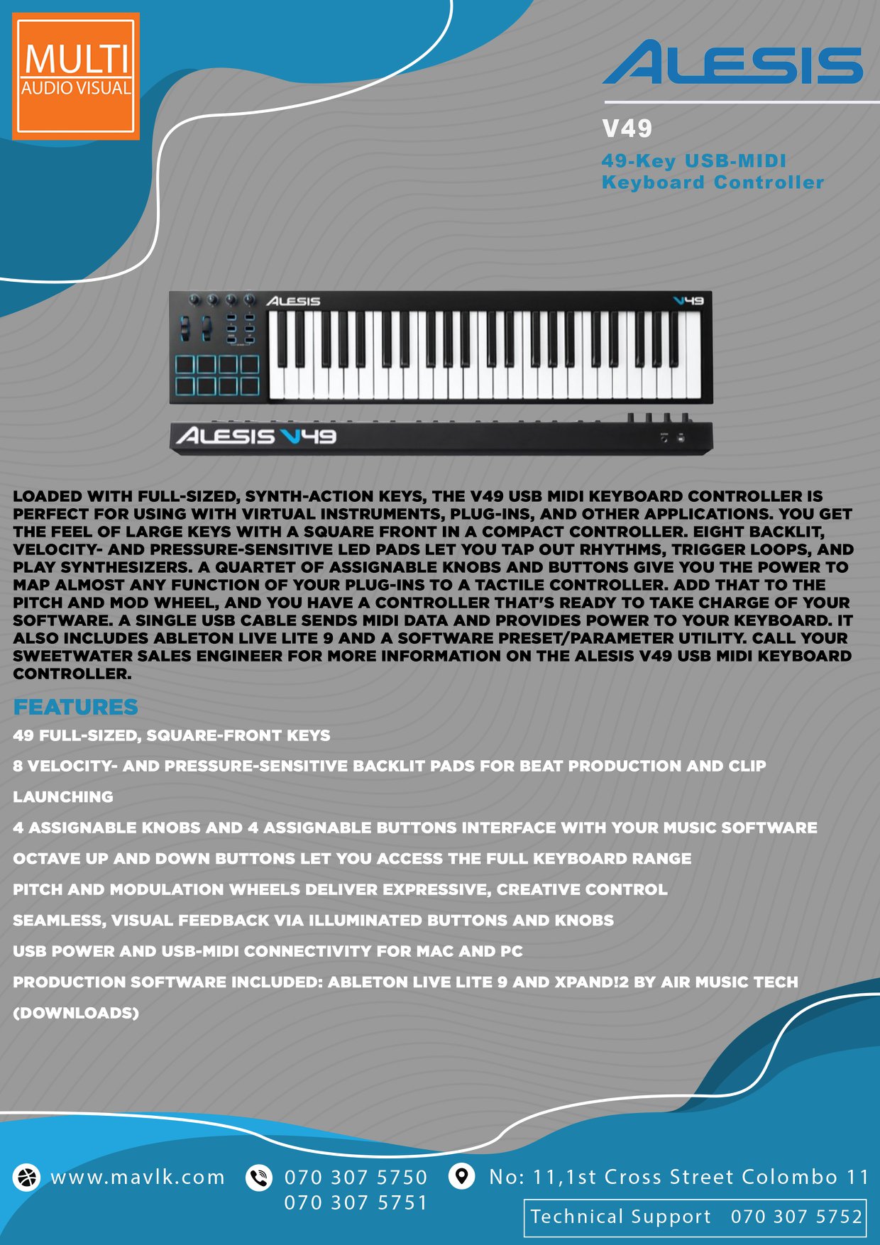 ALESIS V49 49-Key USB-MIDI Keyboard... - Multi Audio Visual | Facebook