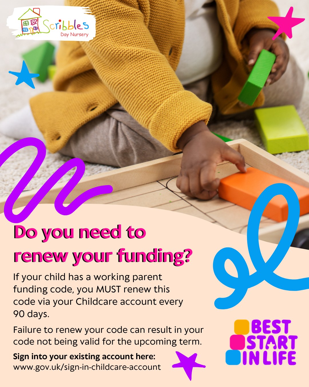 Scribbles - ⭐FUNDING CODES ⭐ If your child has a working parent funding ...