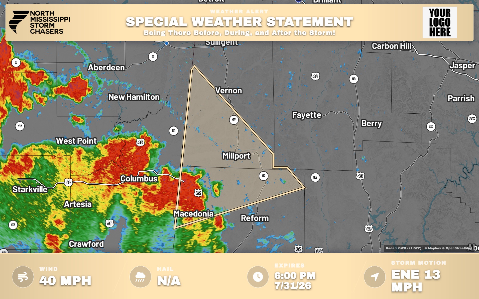 North - 5:01 PM 7/31/26 | Weather Alert: Special Weather Statement