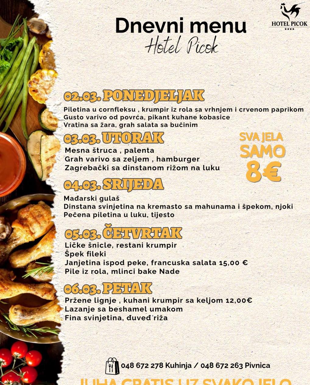HOTEL - 🍽️ DNEVNI MENU – Hotel Picok (02.03. – 06.03.) 🍽️ 💰 Sva jela ...