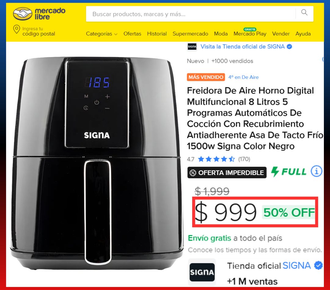 Rep - 🍟🍗🔥 Freidora De Aire Horno Digital Multifuncional 8 Litros 5 ...