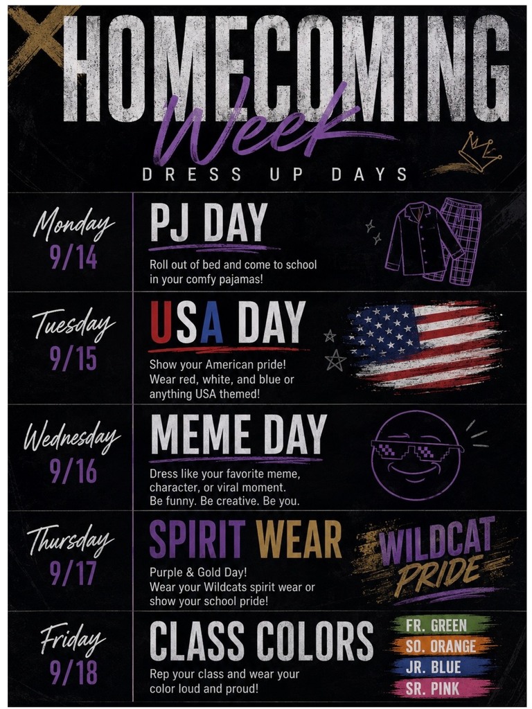 Dress-up days for Highschool Homecoming Week!