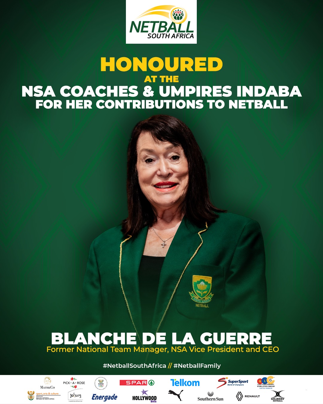 Netball - Honouring Blanche de la Guerre at the 2026 NSA Coaches ...