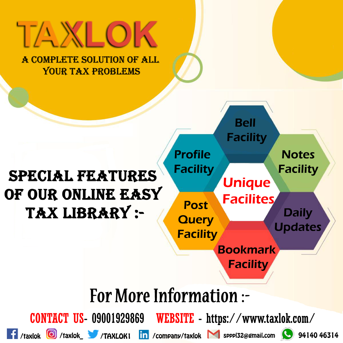 Taxlok - SPECIAL FEATURES OF OUR ONLINE EASY TAX LIBRARY...