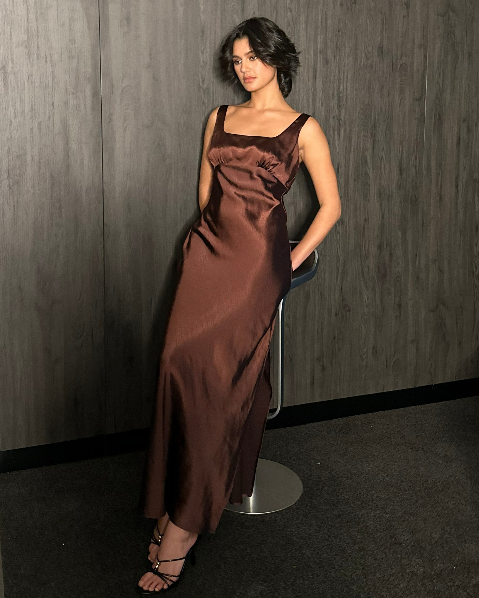 brown dress for fall wedding Satin Bridesmaid Prom Dress XL Cameron Espresso by Grace Loves Lace covet espresso brown bridesmaid sleeve:off-the-shoulder STYLE:SUIT Sleeves V-Neck Black with
