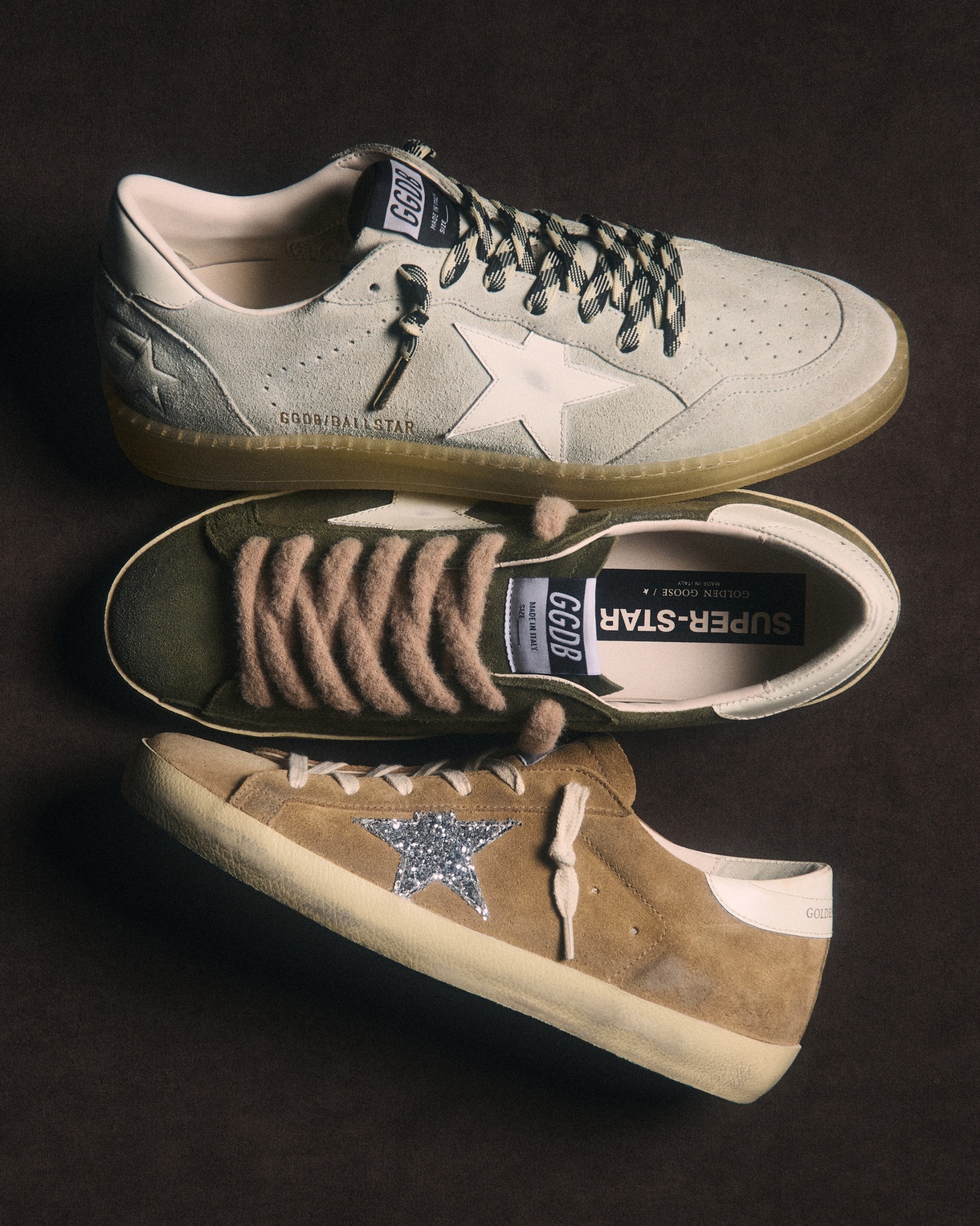 Our most iconic Golden sneakers, reimagined in suede. Tap to